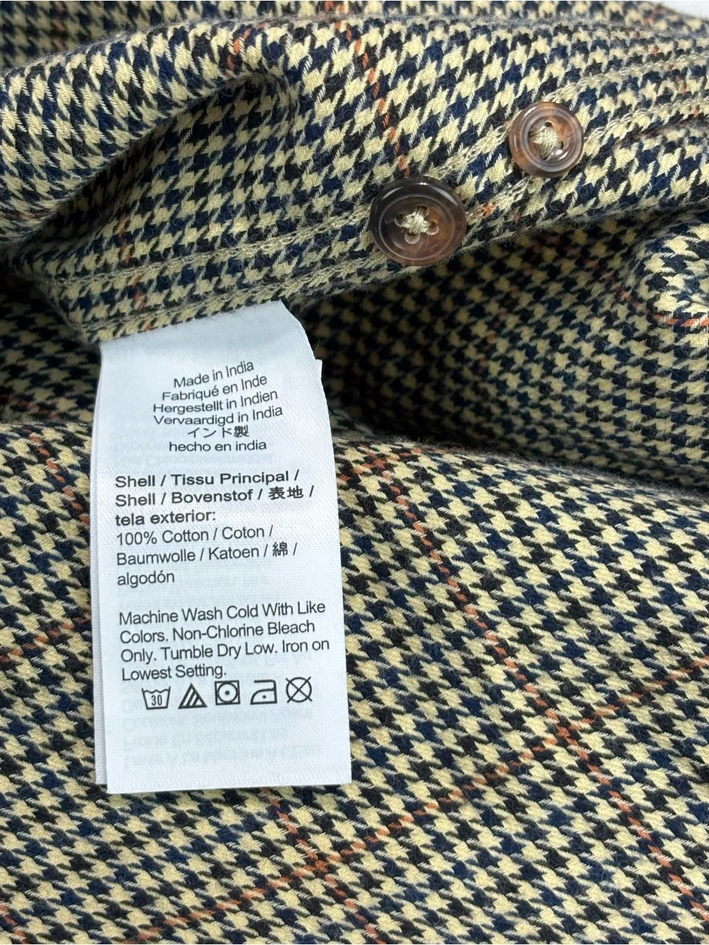 J. Crew Brushed Twill Houndstooth Shirt Button Down Men’s Medium Tall